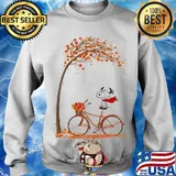 Snoopy and bicycle autumn yellow leaves s Sweater