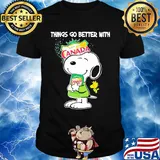 Snoopy and woodstock things go better with canada dry shirt