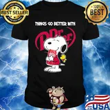 Snoopy and woodstock things go better with Dr. Pepper shirt