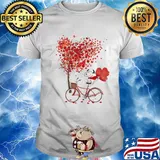Snoopy riding bicycle heart tree shirt