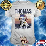 Thomas drunkerson drinking beer american flag independence day vintage shirt