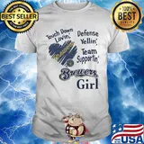 Touch down lovin defense yellin team supporting brewers girl heart shirt