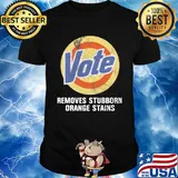 Vote removes stubborn orange stains logo shirt