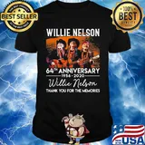 Willie nelson 64th anniversary 1956 2021 thank you for the memories signatures shirt