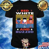 Wine red white and buzzed american flag independence day vintage retro shirt
