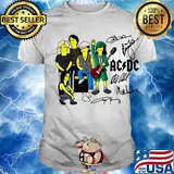 Acdc band members cartoon signatures shirt