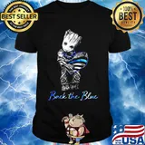 Baby groot hug heart back the blue american flag happy independence day shirt