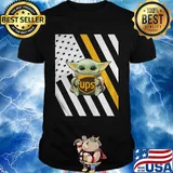Baby yoda hug ups logo american flag independence day shirt
