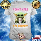Baby yoda i don't care what day it is i'm grumpy i want dunkin donuts logo shirt