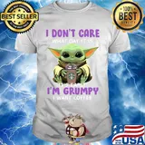 Baby yoda i don't care what day it is i'm grumpy i want starbucks coffee shirt