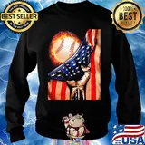 Baseball american flag happy independence day fire s Sweater