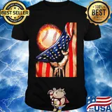 Baseball american flag happy independence day fire shirt