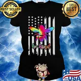 Bee American Flag Be kind s Ladies tee