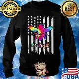 Bee American Flag Be kind s Sweater