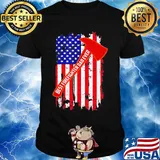 Best firefighter dad ever american flag independence day shirt