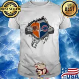 Blood insides heart chicago bears vs chicago cubs shirt