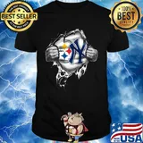 Blood insides pittsburgh steelers and new york yankees shirt