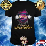 Blood insides superman dunkin donuts what's your superpower shirt
