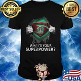 Blood insides superman starbucks coffee what's your superpower shirt