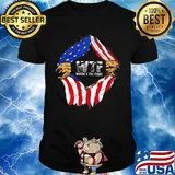 Blood insides wtf where's the fish american flag independence day shirt