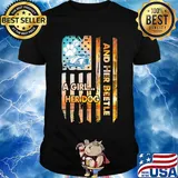Car a girl her dog and her beetle american flag independence day shirt