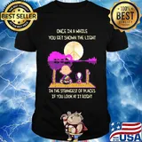 Charlie brown and snoopy once in a while you get shown the light in the strangest of places if you look at it right shirt
