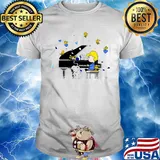 Charlie brown snoopy and woodstock playing piano hearts shirt