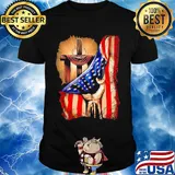 Cross Christ American Flag Pride Hand Christian Lover Gift Shirt