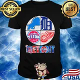 Detroit lions tigers pistons red wings logo shirt
