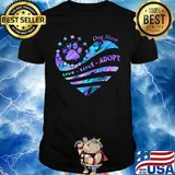 Dog mom live love adopt footpirnt star heart shirt