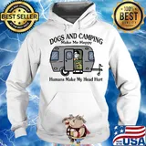 Dogs and camping make me happy humans make my head hurt hearts white s Hoodie