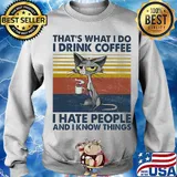 Grey cat that's what i do i drink coffee i hate people and i know things vintage retro s Sweater