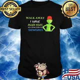 Grinch walk away i have anger issues and a serious dislike for snowflakes shirt
