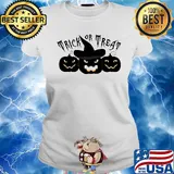 Happy halloween trick or treat witches pumpkin s Ladies tee