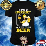 Homer simpson in case of emergency my blood type is beer shirt