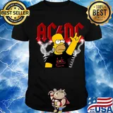 Homer simpson rocking acdc band shirt