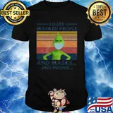 I hate masked people and masks and people Grinch vintage retro shirt