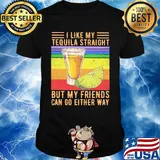 I like my tequila straight but my friends can go either way p vintage retro shirt