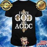 I love god and acdc band shirt