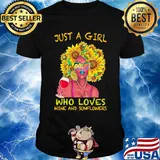 Just a girl dope who loves wine and sunflowers shirt