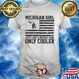 Michigan girl just like a normal girl only cooler american flag independence day shirt