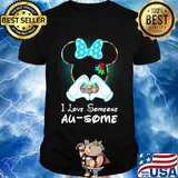 Minnie mouse i love someone au-some autism heart shirt