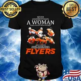 Never underestimate a woman who understands hockey and loves philadelphia flyers team shirt