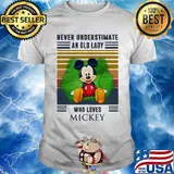 Never underestimate an old lady who loves mickey vintage retro shirt