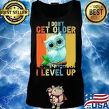 Owl I don't get older I level up vintage s Tank top