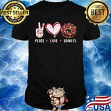 Peace love donuts hearts shirt