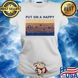 Put on a happy music vintage retro s Ladies tee