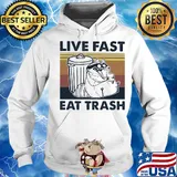 Raccoon live fast eat trash vintage retro s Hoodie