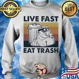 Raccoon live fast eat trash vintage retro s Sweater