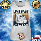 Raccoon live fast eat trash vintage retro s Tank top